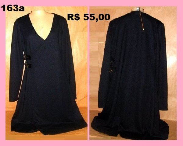 Vestido Preto com detalhe em couro M G